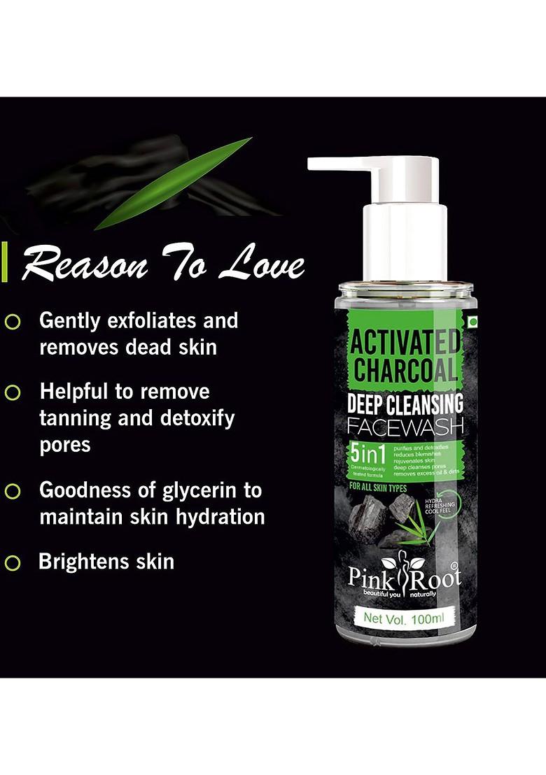 Pink Root Activated Charcoal Deep Cleansing Face Wash 100Ml