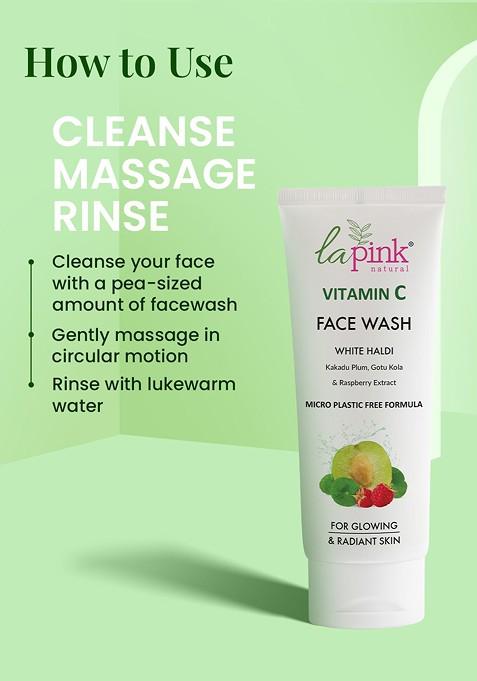 La Pink Vitamin C Soap Free Face Wash With Gotu Kola For Brightening Glowing Skin 100Ml