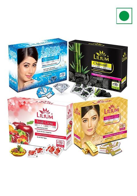 Lilium Charcoal Diamond Gold Fruit Facial Kit 60G Each
