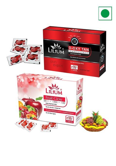 Lilium Fruit D Oxy Tan Facial Kit For Revitalize Luminous Effective Anti Sun 60G Each