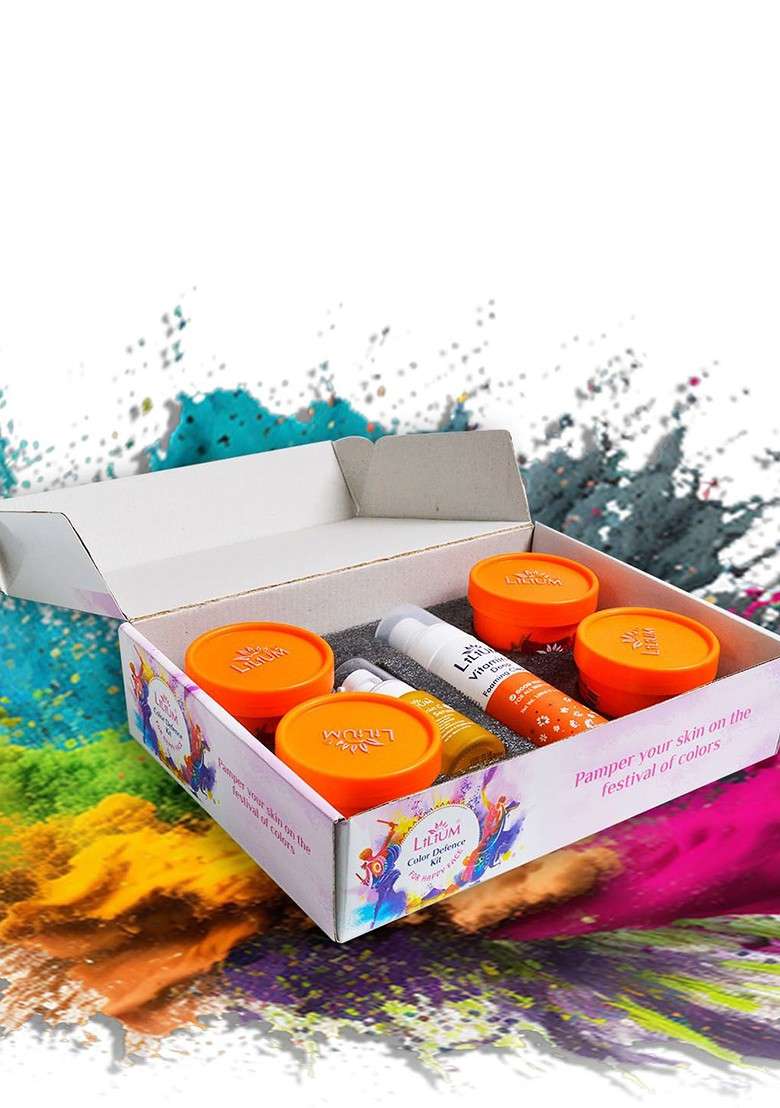 Lilium Vitamin C Color Defense Kit Of Cleanser Scrub Pack Gel Serum Cream 530G - Indya