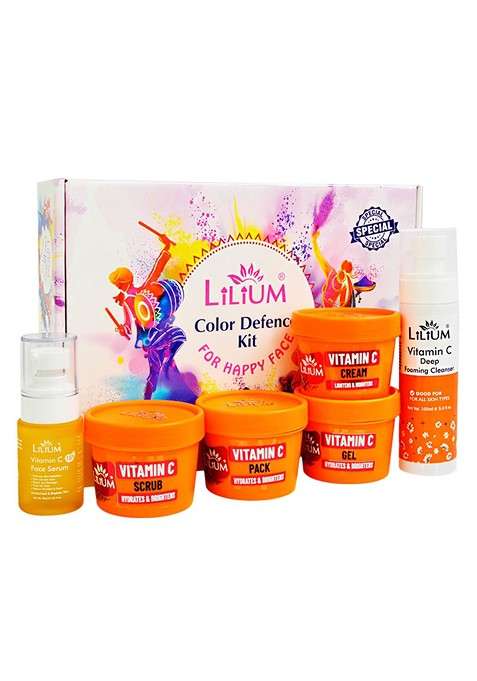 Lilium Vitamin C Color Defense Kit Of Cleanser Scrub Pack Gel Serum Cream 530G