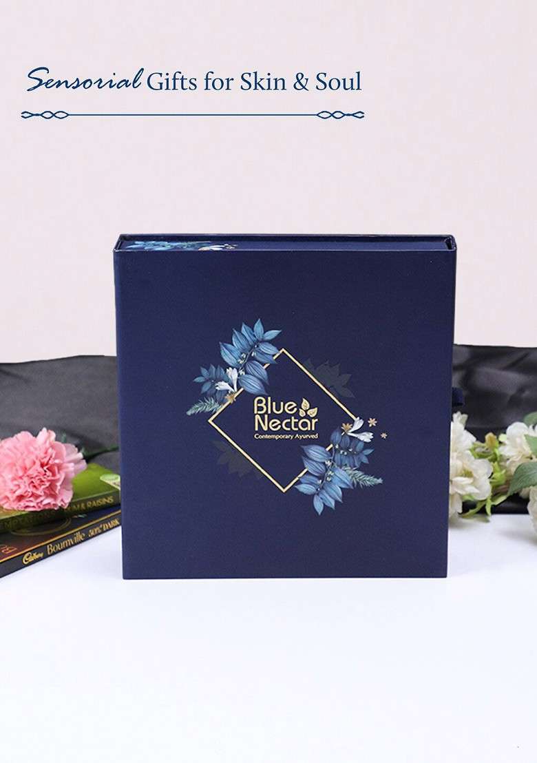 Blue Nectar 6 Pcs Face Scrub Wash Body Lotion Hair Oil Shampoo Gift Set - Indya