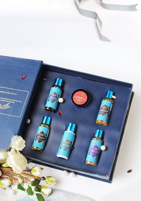 Blue Nectar 6 Pcs Face Scrub Wash Body Lotion Hair Oil Shampoo Gift Set
