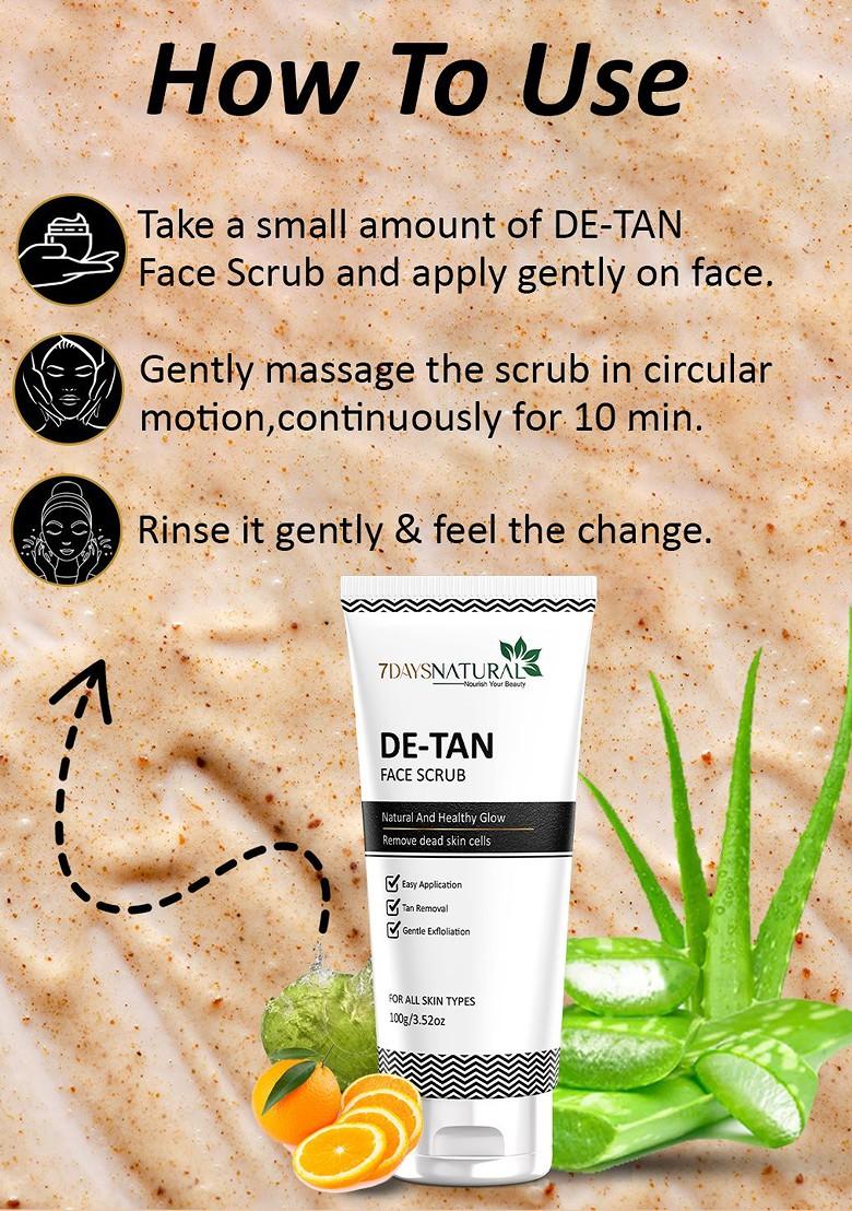 7Daysnatural 3 Pcs De Tan Face Scrub With Vitamin C 100G Each