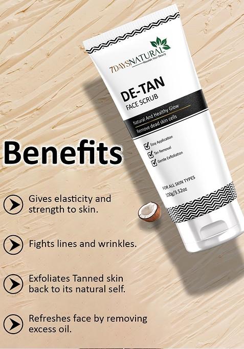 7Daysnatural 3 Pcs De Tan Face Scrub With Vitamin C 100G Each