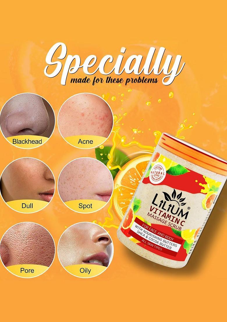 Lilium Vitamin C Radiant Glow Massage Scrub For Face Body 900Ml