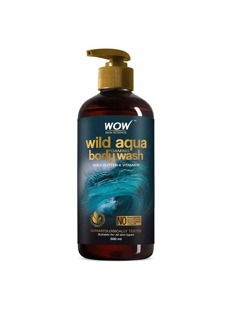 Wow Skin Science 2 Pcs Wild Aqua Foaming Body Wash With Shea Butter Vit E 500 Ml Each - Indya