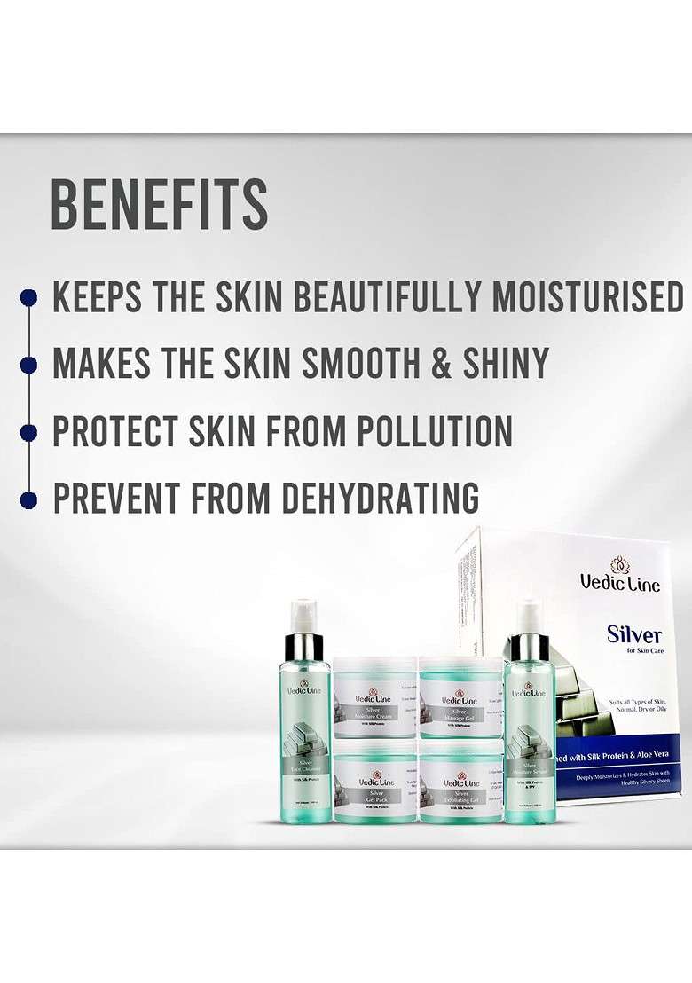 Vedicline Silver Facial Kit With Aloe Vera 100Ml Each - Indya