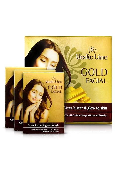 Vedicline Vediclin Gold Ojas Set Of 10 Face Cleanser Scrub Cream Massage Gel Pack Moisture Serum