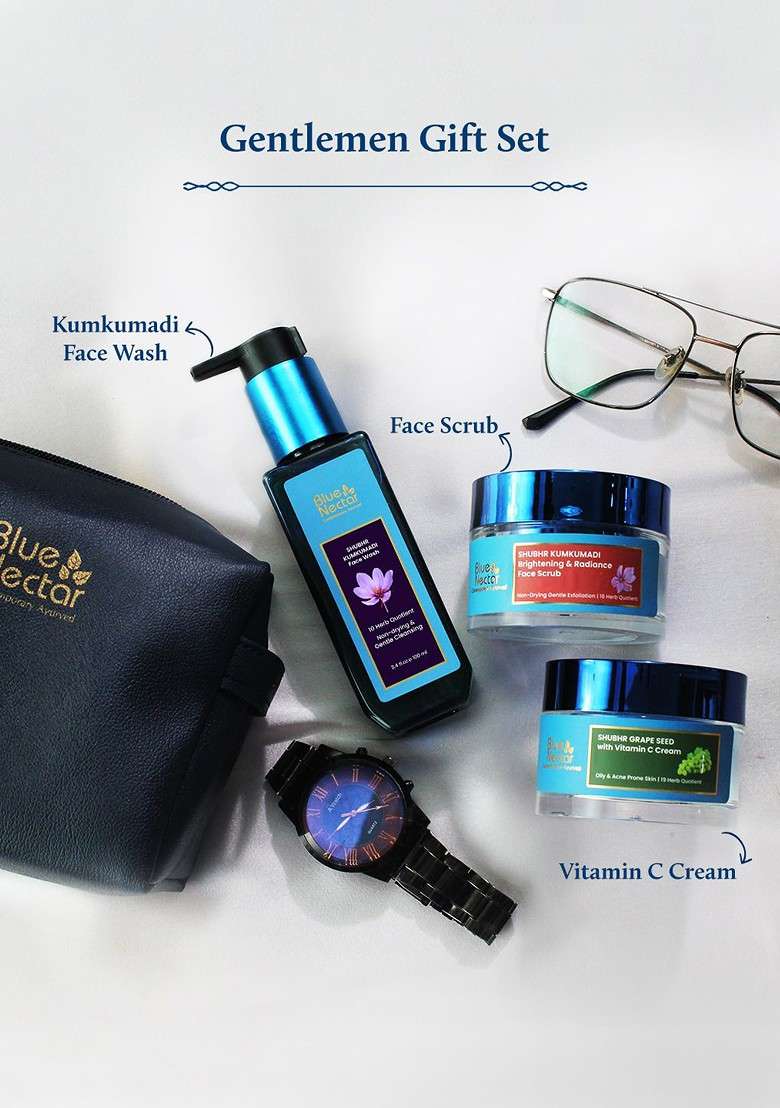 Blue Nectar 3 Pcs Face Wash Scrub Vitamin C Cream Gift Set - Indya