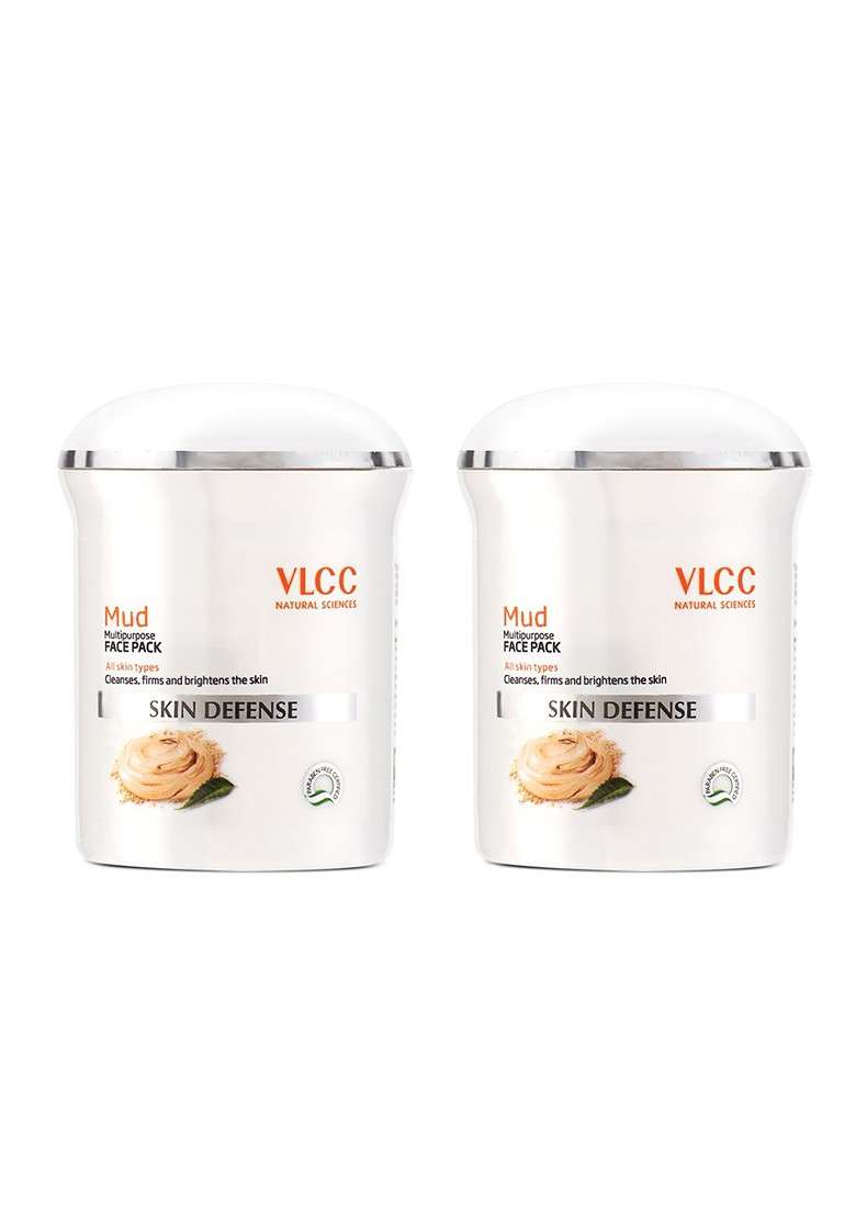 Vlcc Set Of 2 Skin Defense Multipurpose Mud Face Pack To Firm Brighten 70G Each - Indya