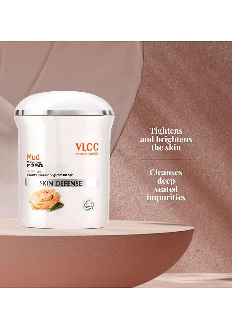 Vlcc Set Of 2 Skin Defense Multipurpose Mud Face Pack To Firm Brighten 70G Each - Indya