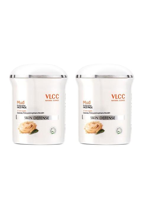Vlcc Set Of 2 Skin Defense Multipurpose Mud Face Pack To Firm Brighten 70G Each