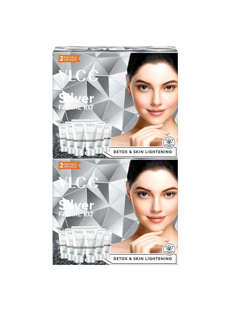 Vlcc Set Of 2 Silver Facial Kit For Skin Purifying With Powder 60G Each - Indya