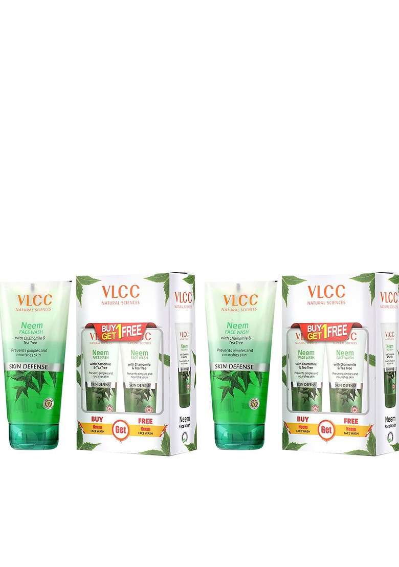 Vlcc Set Of 4 Neem Face Wash With Chamomile Tea Tree To Fight Acne Pimples 150Ml Each - Indya