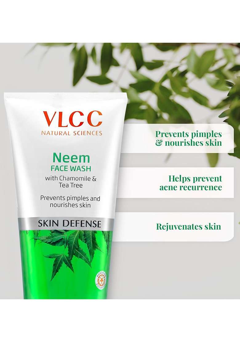 Vlcc Set Of 4 Neem Face Wash With Chamomile Tea Tree To Fight Acne Pimples 150Ml Each - Indya