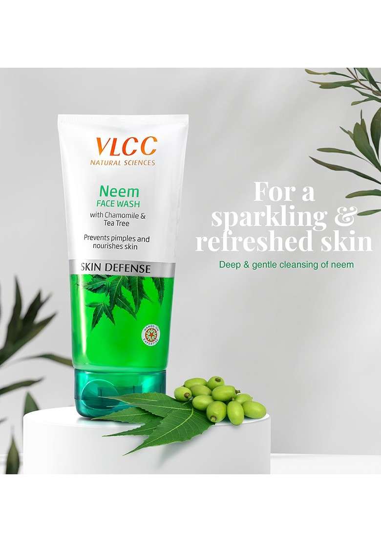 Vlcc Set Of 4 Neem Face Wash With Chamomile Tea Tree To Fight Acne Pimples 150Ml Each - Indya