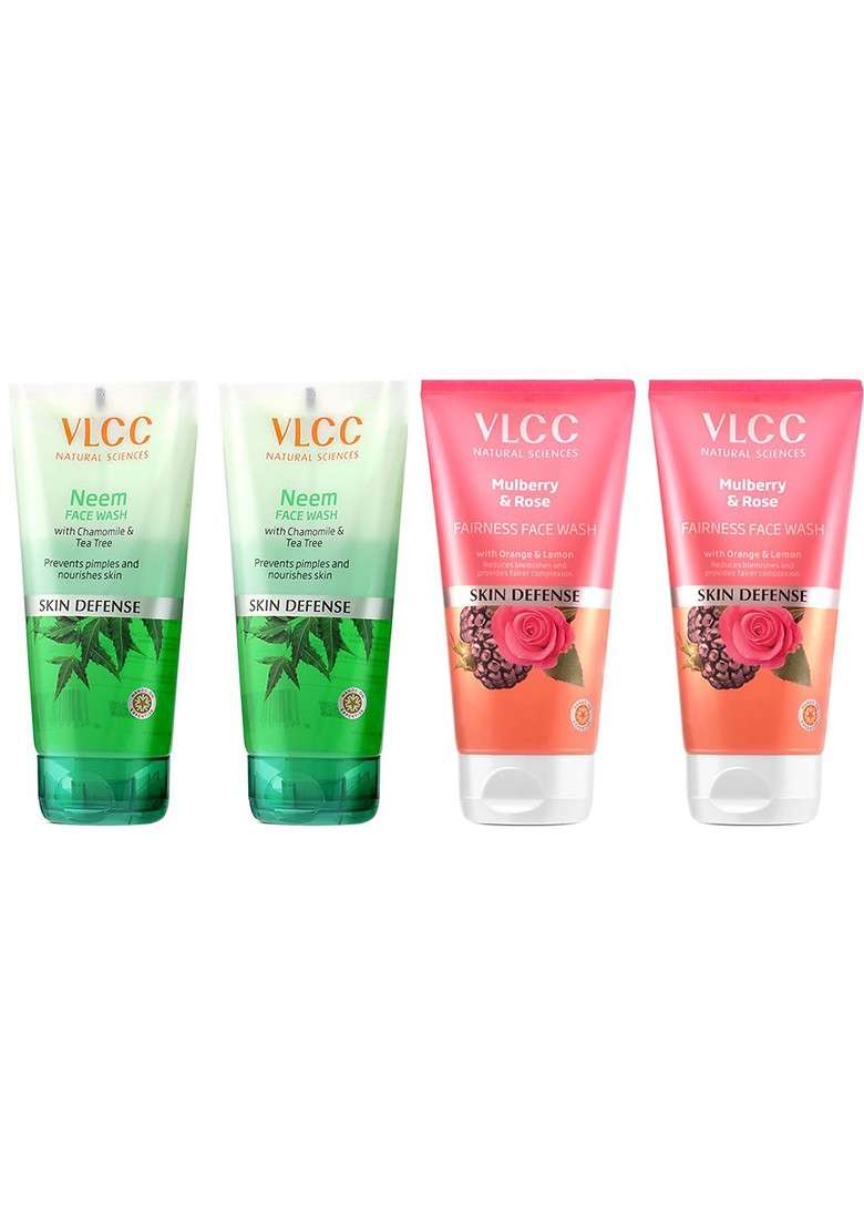 Vlcc 2Pcs Neem Face Wash 150Ml Each Mulberry Rose - Indya
