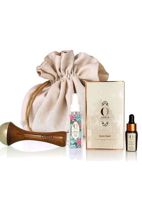 Ohria Ayurveda 3 Pcs Shrikamya Facial Beauty Oil Massage Wand Rose Mist Gift Set