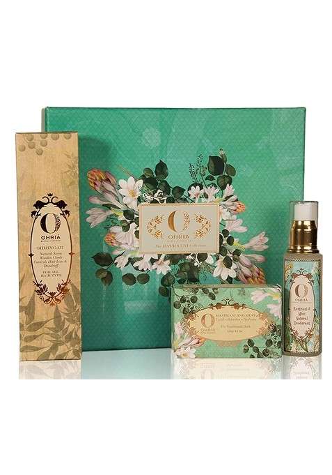 Ohria Ayurveda Set Of 3 Bathing Bar 120G Neem Wooden Comb Deodorant 50Ml
