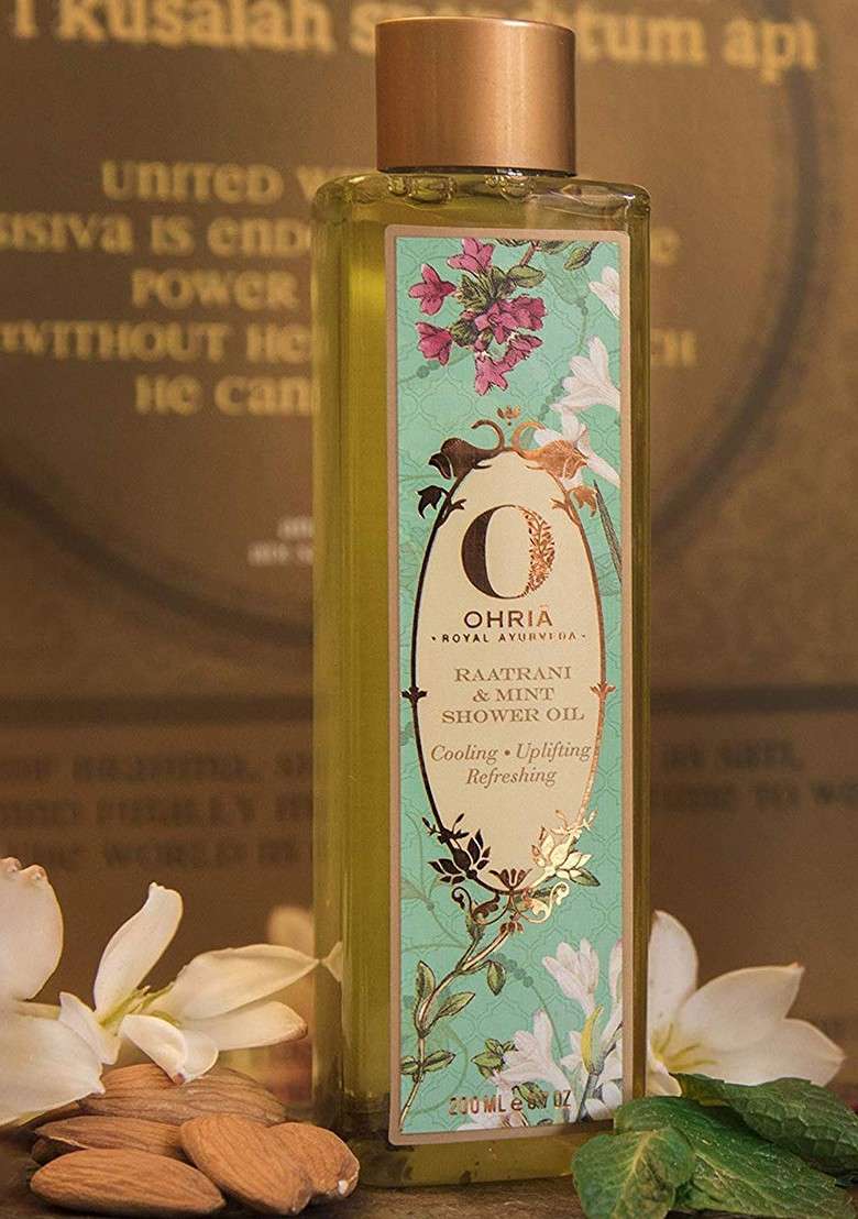 Ohria Ayurveda 3 Pcs Raatrani Mint Shower Oil Body Lotion Bathing Bar - Indya