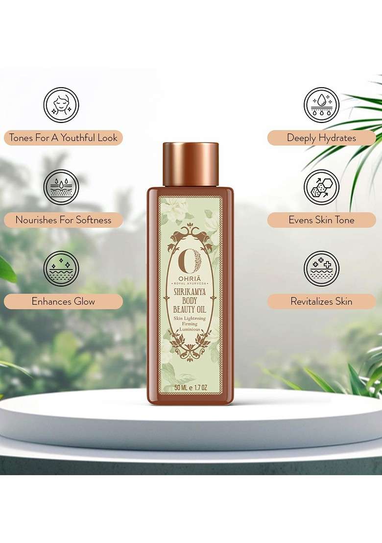 Ohria Ayurveda Shrikamya Body Beauty Oil For Skin Lightning Firming Luminous 50Ml - Indya