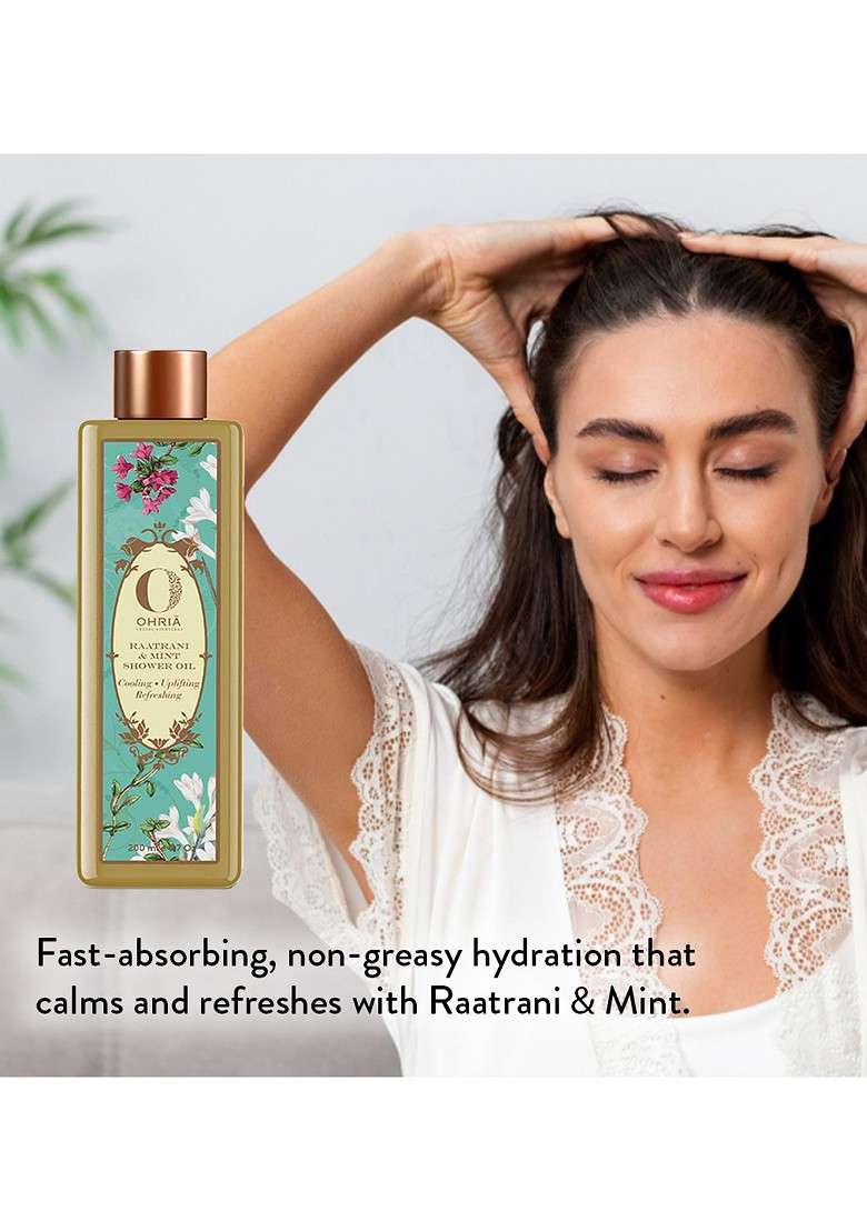 Ohria Ayurveda Raatrani Mint Shower Oil 200Ml - Indya