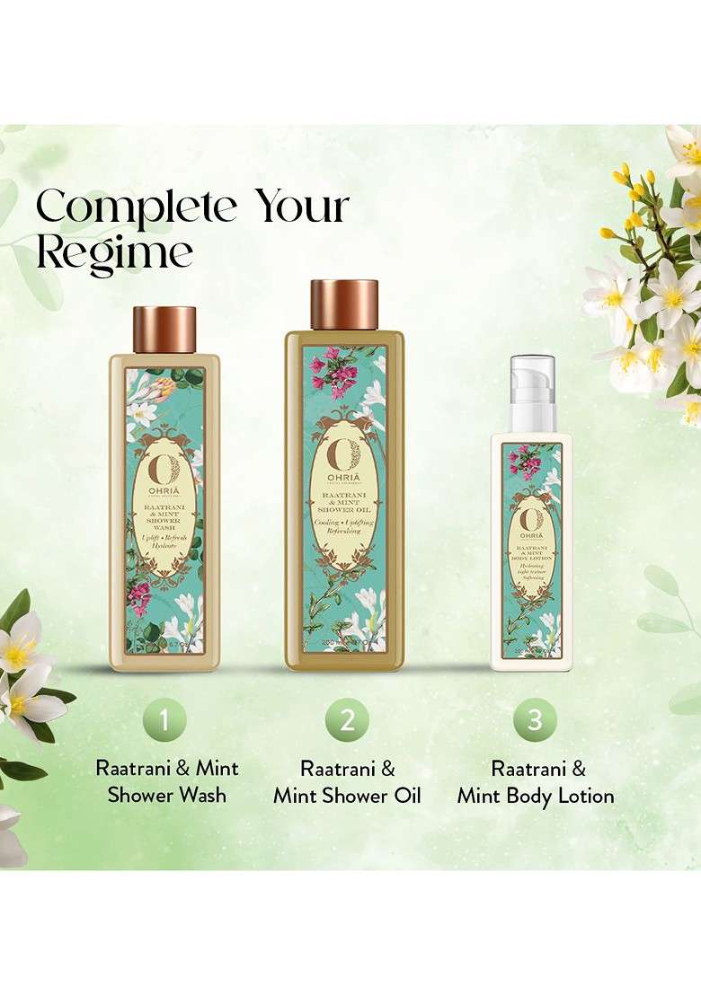Ohria Ayurveda Raatrani Mint Shower Oil 200Ml - Indya