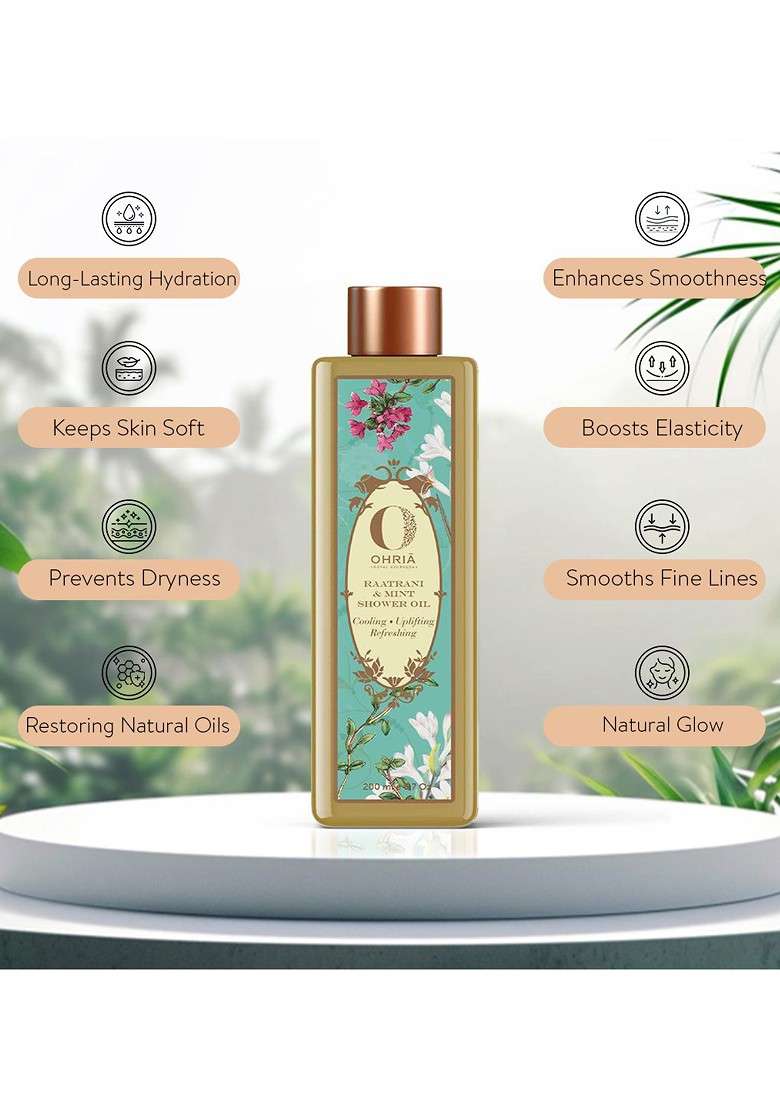Ohria Ayurveda Raatrani Mint Shower Oil 200Ml - Indya
