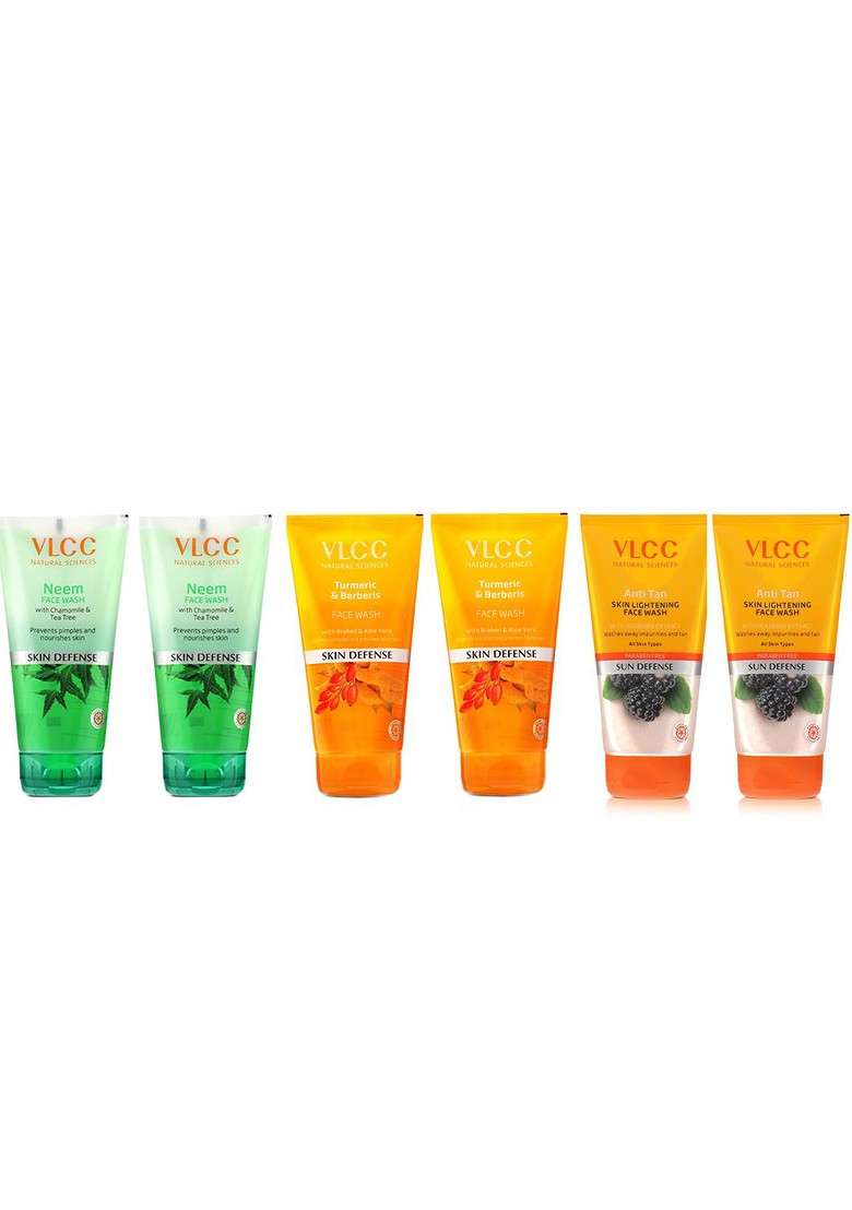 Vlcc Set Of 6 Face Wash 2Pcs Turmeric Berberis Neem Anti Tan - Indya