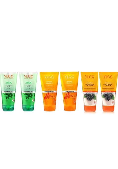 Vlcc Set Of 6 Face Wash 2Pcs Turmeric Berberis Neem Anti Tan