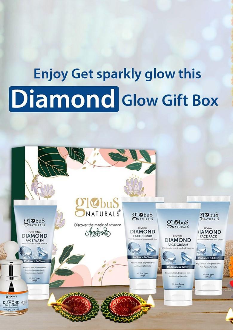 Globus Naturals Revival Diamond Face Wash Cream Scrub Pack Serum Gift Set