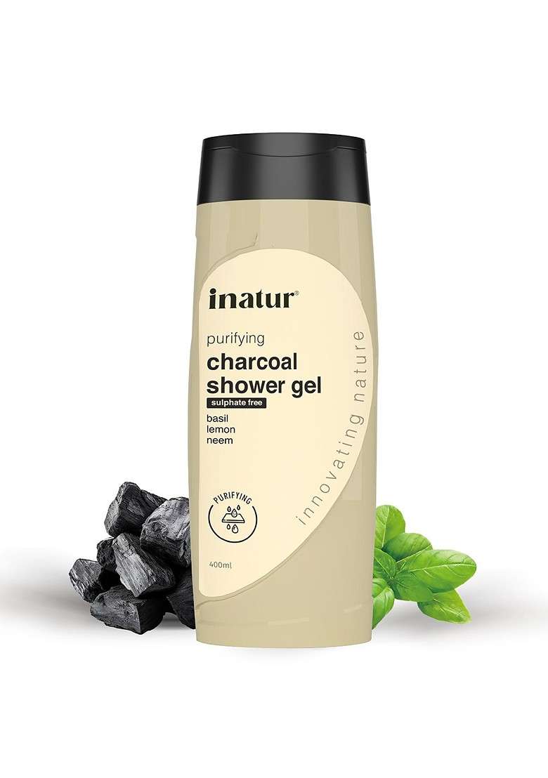 Inatur Purifying Charcoal Shower Gel With Basil Lemon 400Ml - Indya