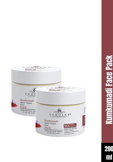 Verdant Natural Care Set Of 2 Kumkumadi Multi Vitamin Face Pack With Hyaluron 100Ml Each