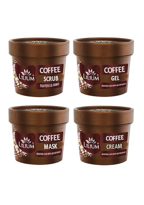 Lilium Coffee Scrub Gel Mask Cream Set For Moisture Lock Age Defiance 100G Each