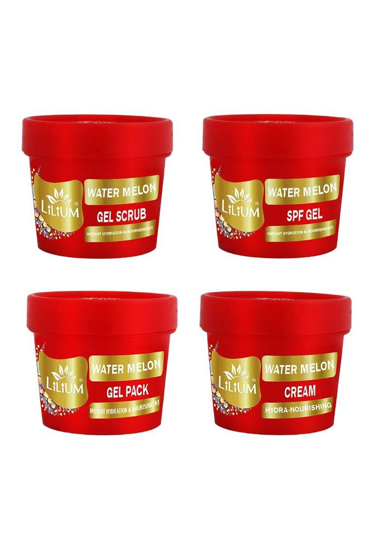 Lilium Water Melon Facial Scrub Gel Pack Cream Set For Deep Nourishment 100G Each