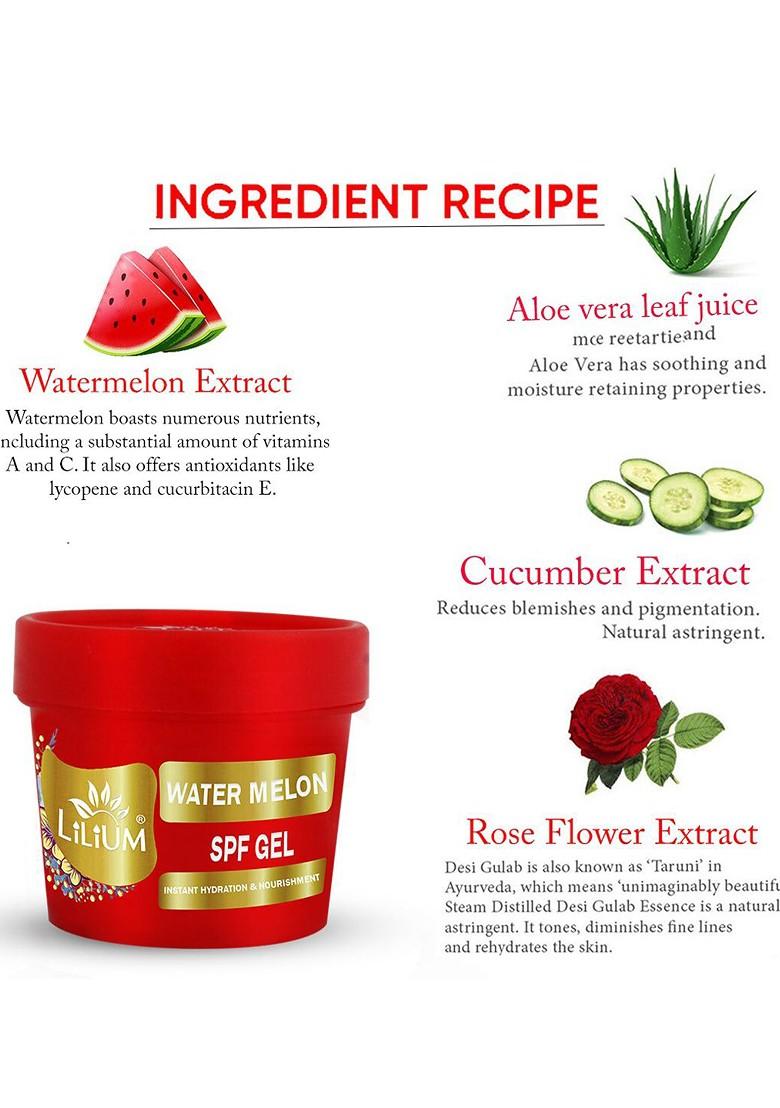 Lilium Water Melon Facial Scrub Gel Pack Cream Set For Deep Nourishment 100G Each