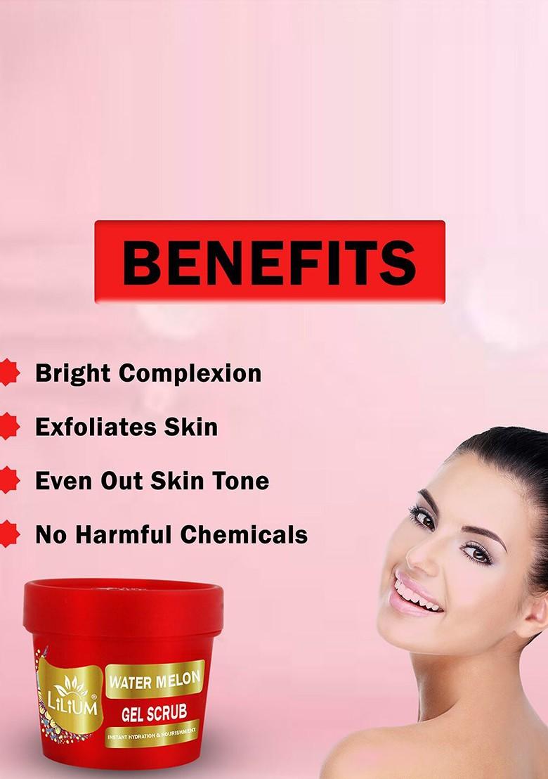 Lilium Water Melon Facial Scrub Gel Pack Cream Set For Deep Nourishment 100G Each