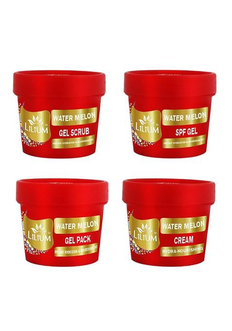 Lilium Water Melon Facial Scrub Gel Pack Cream Set For Deep Nourishment 100G Each