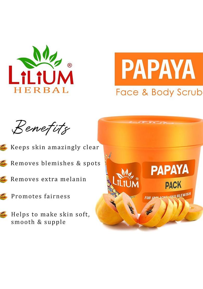 Lilium Papaya Facial Scrub Gel Pack Cream Set For Acne Blemishes 100G Each