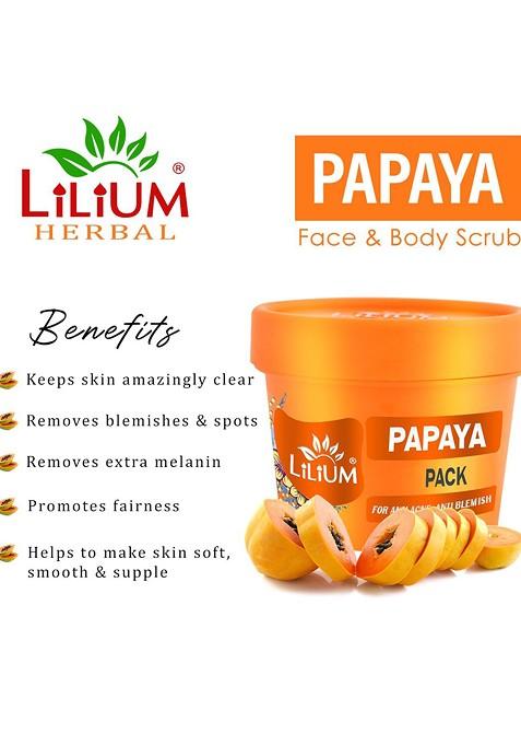 Lilium Papaya Facial Scrub Gel Pack Cream Set For Acne Blemishes 100G Each
