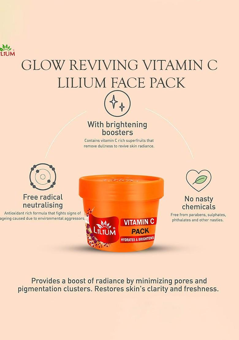 Lilium Vitamin C Facial Scrub Gel Pack Cream Set For Hydration Brightening 100G Each