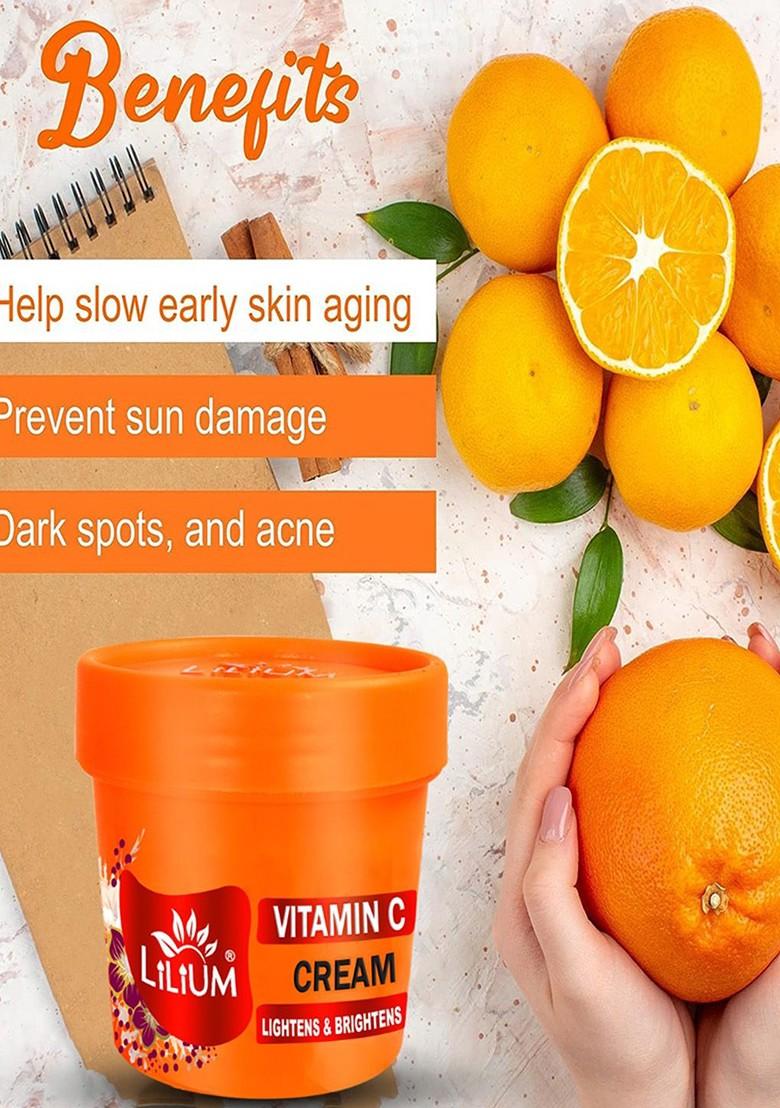 Lilium Vitamin C Facial Scrub Gel Pack Cream Set For Hydration Brightening 100G Each