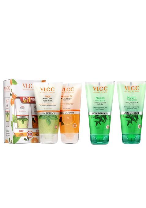 Vlcc Set Of 4 Skin Defense Face Wash 2 Neem Tulsi Orange Oil 150Ml Each