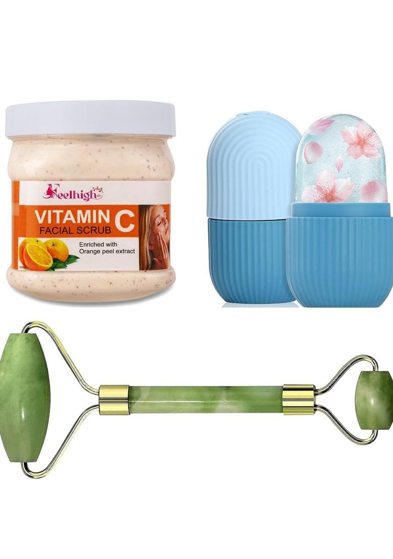 Feelhigh Vitamin C Scrub With Ice Roller Facial Massager