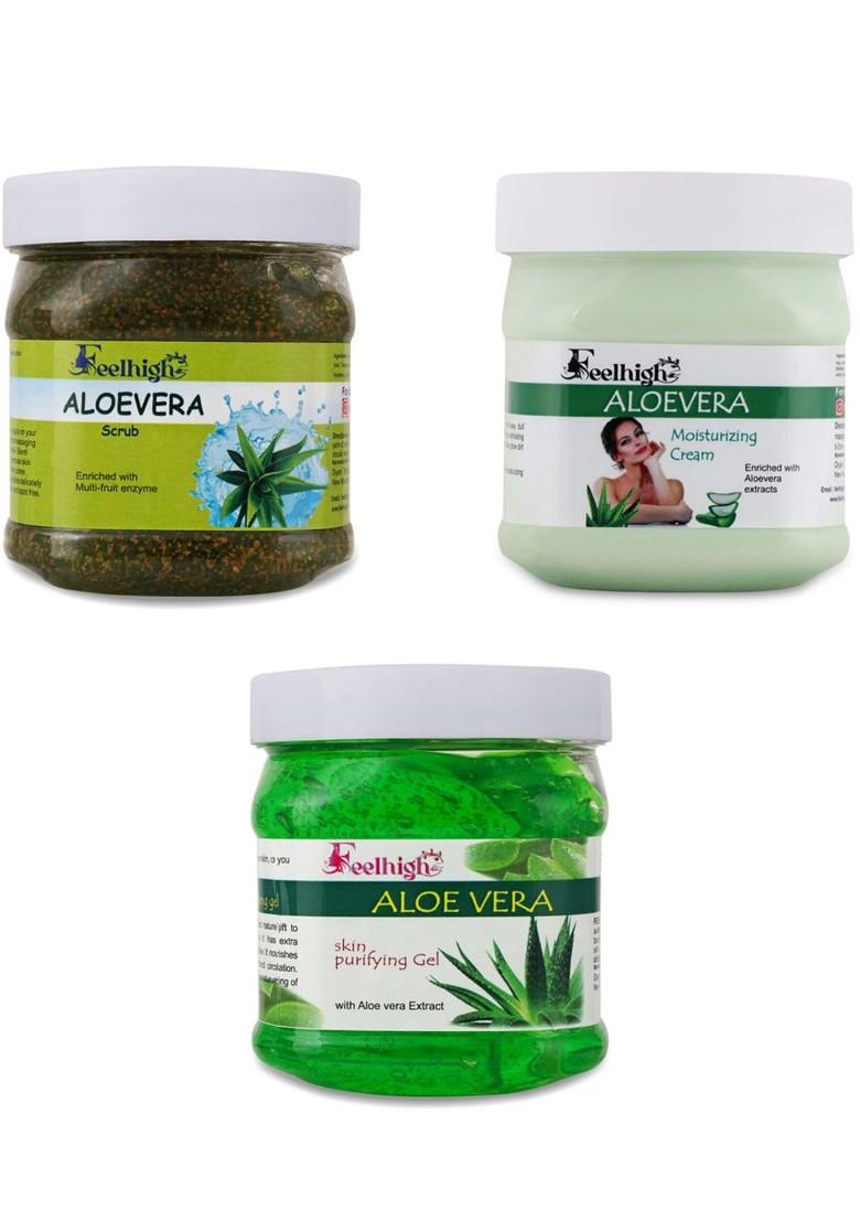 Feelhigh Aloevera Scrub With Moisturizing Cream Skin Purifying Gel