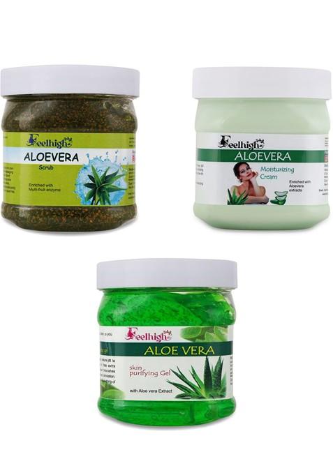 Feelhigh Aloevera Scrub With Moisturizing Cream Skin Purifying Gel