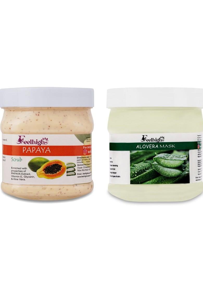 Feelhigh Papaya Face Scrub Enriched With Extract Aloevera Mask 1000Ml