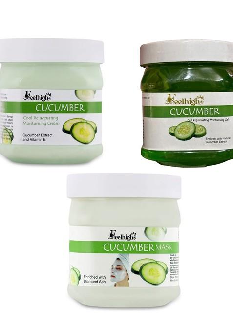 Feelhigh Set Of 3 Cucumber Mask Cream Gel 500Ml Each